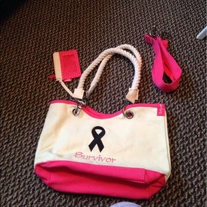 Thirty One Tote bag purse w/ breast Cancer Ribbon